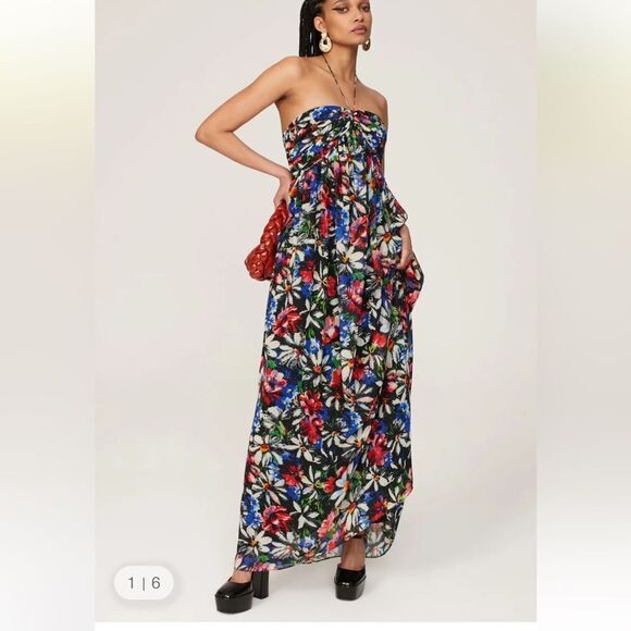 Ronny Kobo Avril Floral Smocked Maxi Dress| S - Picture 1 of 11